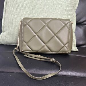 a new day Quilted Olive Green Crossbody Bag with Gold Chain